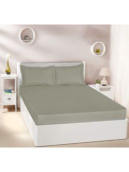 I wish - Cotton Satin 350 Tc Queen Bedsheet, Grey Double Bed Size With 2 Pillow Cover