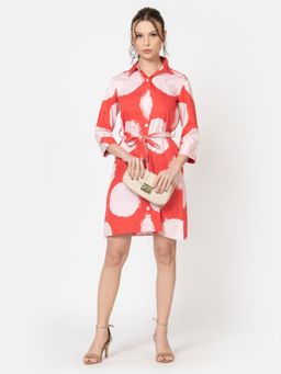 June 9 Clothing - Womens Red Dress with Belt