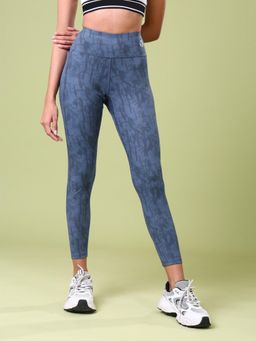 Technosport - Women Printed Skinny Fit Sports Tights with Elasto Plus-Blue