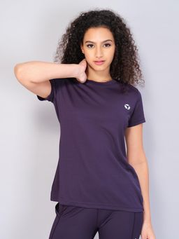 Technosport - Women Solid Slim Fit Round Neck Sports T-Shirt with Technocool-Purple