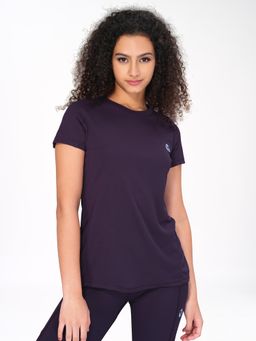 Technosport - Women Solid Slim Fit Round Neck Sports T-Shirt with Technocool-Purple