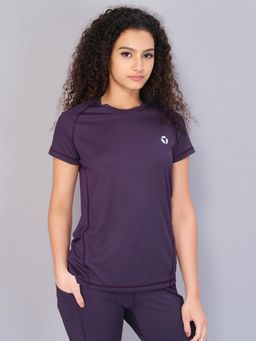 Technosport - Women Solid Slim Fit Round Neck Sports T-Shirt with Technocool-Purple