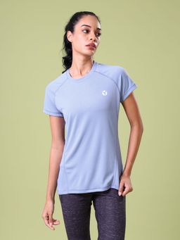 Technosport - Women Solid Slim Fit Round Neck Sports T-Shirt with Technocool-Blue