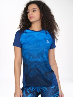 Technosport - Women Printed Slim Fit Round Neck Sports T-Shirt with Technocool