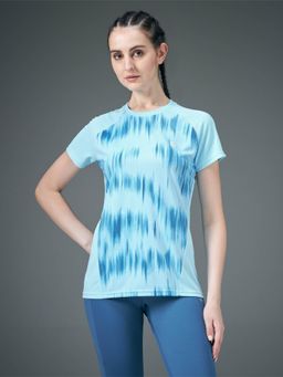 Technosport - Women Abstract Print Slim Fit Round Neck Sports T-Shirt with Technocool Plus