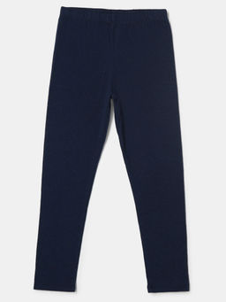 Jockey Juniors - UG08 Girls Super Combed Cotton Elastane Leggings - Navy Melange