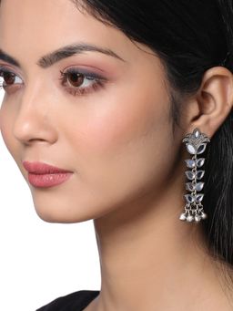 VIRAASI - Antique Oxidised Mirror Drop Earrings for Women and Girls