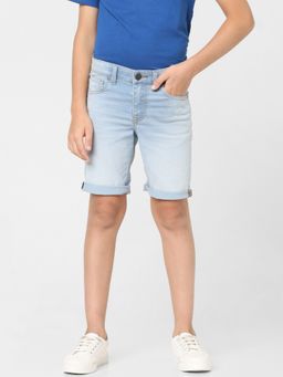 Jack & Jones Junior - Boys Blue Mid Rise Denim Shorts