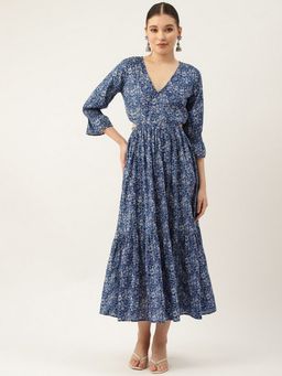 Jaipur Morni - Blue Elasticated Cutout Waist Dress