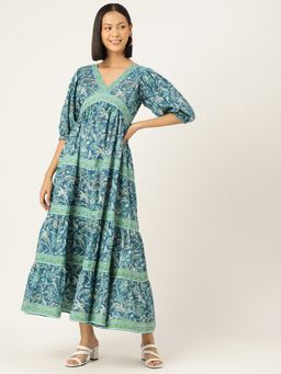 Jaipur Morni - Turquoise Printed Dress