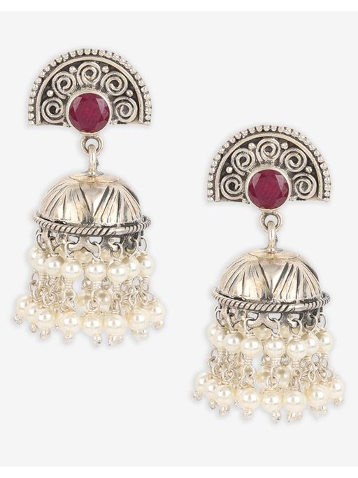 Buy Fabindia Women Silver Jhumka Earrings Online