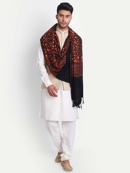 Zamour - Men Kashmiri Embroidery Black Shawl Stole
