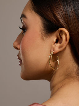 Pipa Bella by Nykaa Fashion - Gold Dual Abstract Half Hoop Earrings