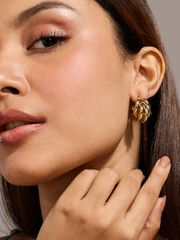 Pipa Bella by Nykaa Fashion - Gold Patterned Hoop Earrings