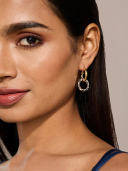 Pipa Bella by Nykaa Fashion - Gold and Silver Beaten Metal Ring Hoop Earrings