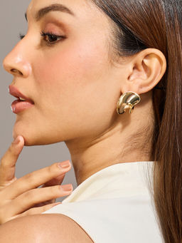 Pipa Bella by Nykaa Fashion - Gold Abstract Shaped Solid Hoop Earrings