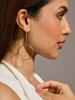 Pipa Bella by Nykaa Fashion - Gold Ring Shaped Dangler Drop Earrings