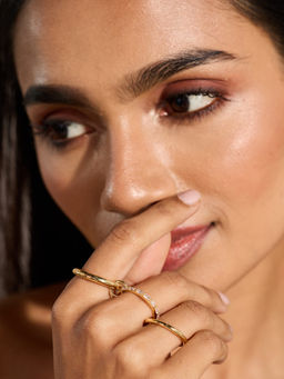 Pipa Bella by Nykaa Fashion - Gold Diamante Embellished Intertwined Triple Layered Ring