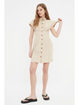 Trendyol - Women's Semi-fit Beige Mini Dresses