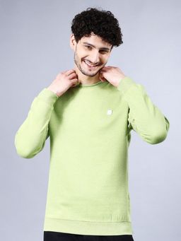 The Indian Garage Co - Men Regular Fit Self Design Crew Neck Sweatshirt- Green