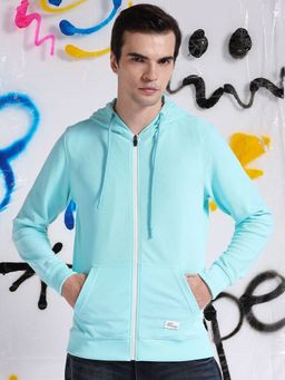 The Indian Garage Co - Men Regular Fit Self Design Hooded- Blue