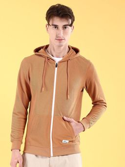 The Indian Garage Co - Men Regular Fit Self Design Hooded- Brown