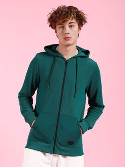 The Indian Garage Co - Men Regular Fit Self Design Hooded- Green