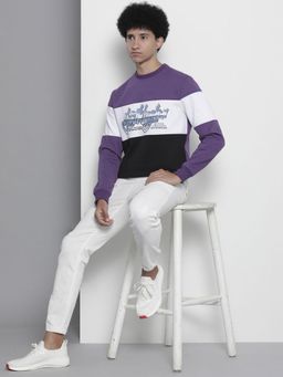 The Indian Garage Co - Men Regular Fit Printed Crew Neck Sweatshirt- Purple