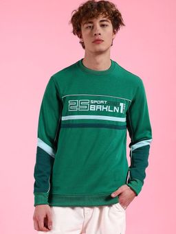 The Indian Garage Co - Men Regular Fit Colorblocked Crew Neck Sweatshirt- Green