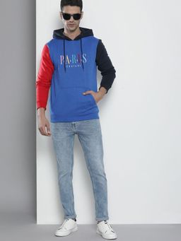 The Indian Garage Co - Men Regular Fit Solid Hooded Neck Sweatshirt- Blue