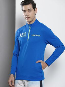 The Indian Garage Co - Men Regular Fit Printed High Neck Sweatshirt- Blue