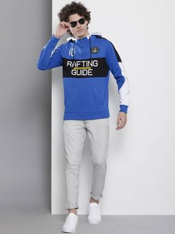 The Indian Garage Co - Men Regular Fit Printed Hooded Neck Sweatshirt- Blue