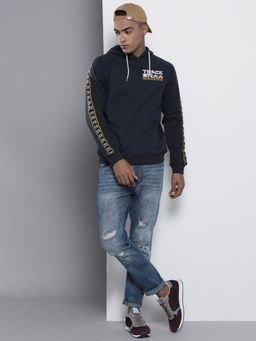 The Indian Garage Co - Men Regular Fit Typographic Printed Round Neck Sweatshirt- Navy Blue