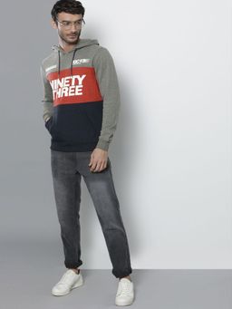 The Indian Garage Co - Men Regular Fit Colorblocked Round Neck Sweatshirt- Grey