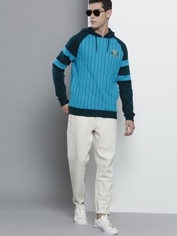 The Indian Garage Co - Men Regular Fit Striped Round Neck Sweatshirt- Blue