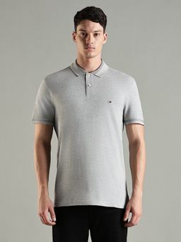 Tommy Hilfiger - Solid Regular Fit Cotton Polo T-shirt- Grey