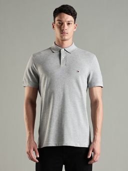 Tommy Hilfiger - Printed Regular Fit Cotton Polo T-shirt- Grey