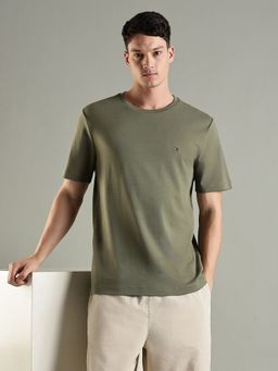 Tommy Hilfiger - Solid Regular Fit Cotton T-Shirt- Olive