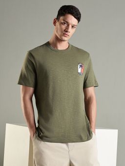 Tommy Hilfiger - Printed Regular Fit Cotton T-Shirt- Olive