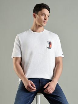 Tommy Hilfiger - Printed Regular Fit Cotton T-Shirt- White