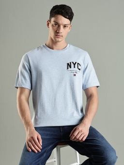 Tommy Hilfiger - Typography Regular Fit Cotton T-Shirt- Blue