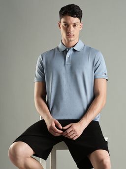 Tommy Hilfiger - Logo Regular Fit Cotton Polo T-shirt- Blue