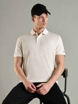 Tommy Hilfiger - Logo Regular Fit Cotton Polo T-shirt- Off White