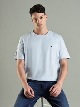 Tommy Hilfiger - Solid Regular Fit Cotton T-Shirt- Blue