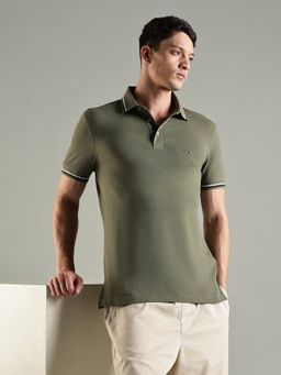 Tommy Hilfiger - Solid Slim Fit Cotton Polo T-shirt- Olive