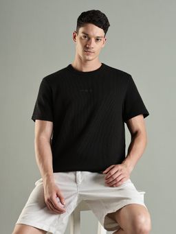 Tommy Hilfiger - Textured Slim Fit Cotton T-Shirt- Black