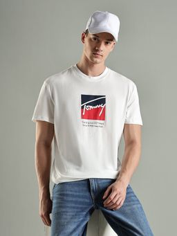 Tommy Hilfiger - Logo Regular Fit Cotton T-Shirt- White