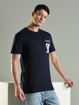 Tommy Hilfiger - Logo Regular Fit Cotton T-Shirt- Blue