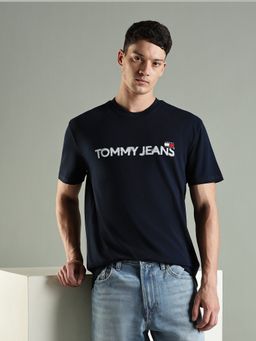 Tommy Hilfiger - Logo Regular Fit Cotton T-Shirt- Blue