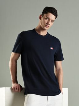 Tommy Hilfiger - Solid Regular Fit Cotton T-Shirt- Blue